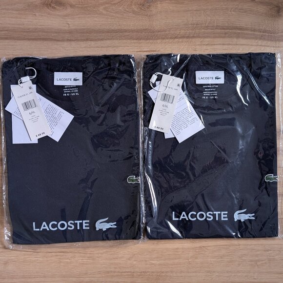 NWT Pack 2 Lacoste Pima Cotton crewneck T-Shirts 2 Navy Men’s XL